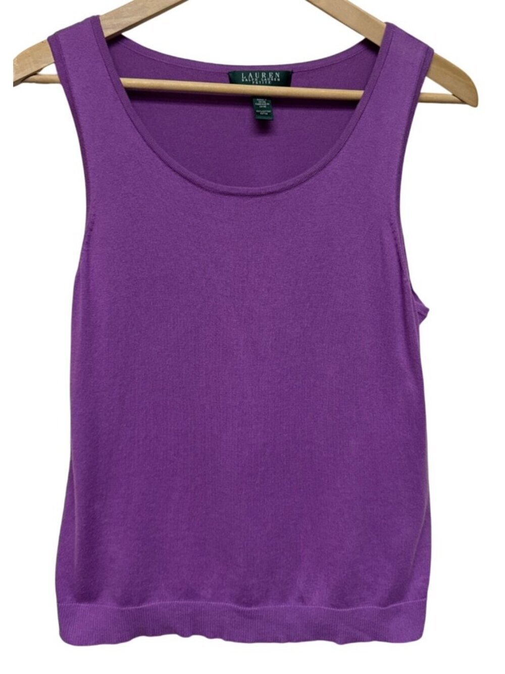 Lauren Ralph Lauren Women's Knit Tank Top Purple Scoop Neck Petite Large P/L